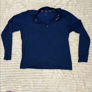 Nike Fit Navy Blue Quarter Zip Long Sleeve Pullover Shirt Size XXL